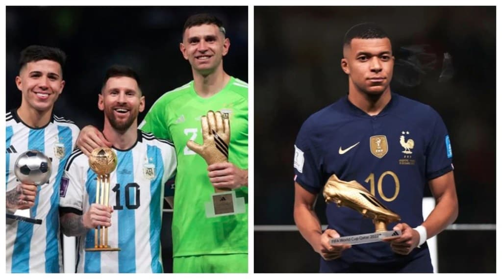 Messi became the first footballer to win two Golden Balls, while Kylian Mbappe won the Golden Boot