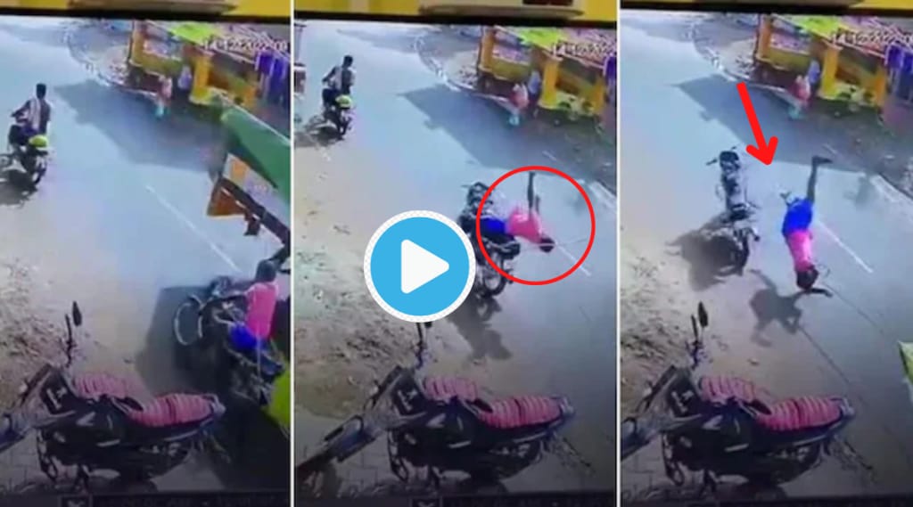 Video Shocking Accident Bike Pulled Back Rope Stuck In Man neck Thrown Back in Speed Watch Viral Videos Today
