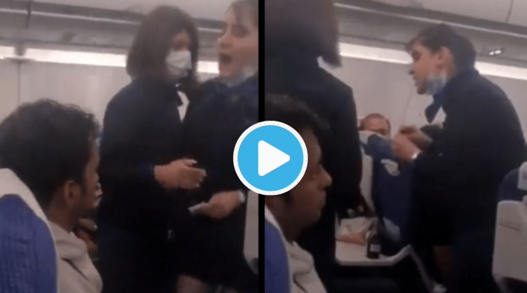 Video Indigo Flight Air Hostess Brutal Fight With Passenger over food calling Her Servant She was Shivering Viral Clip