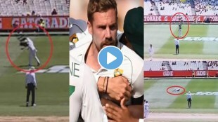 Spider cam collided with Nortje’s head in the middle of the match, the pacer fell on his face, video going viral