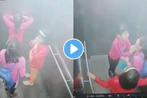 Little girls get stuck inside lift Netizens advice parents to be more alert watch viral video
