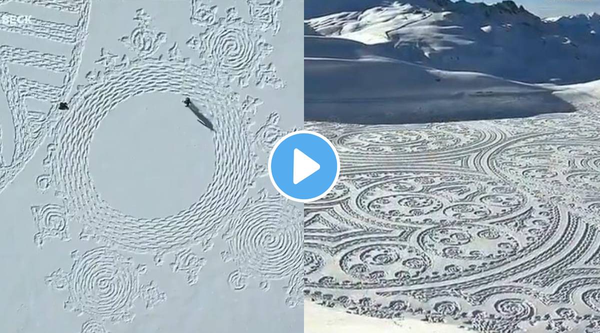 Man makes beautiful designs on snow this incredible skill wins internet watch Viral Video