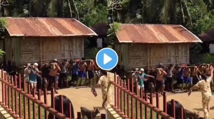 Neighbors carry elderly mans house on their shoulders in philippines video goes viral internet is amused over this gesture
