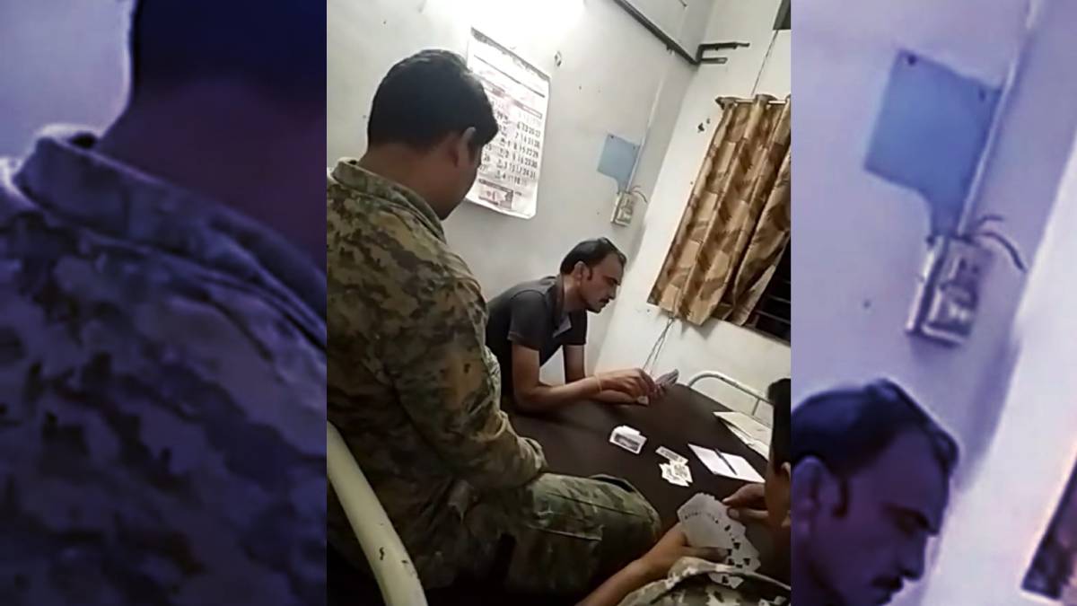video of police playing gambling in rajura police station in chandrapur district has gone viral