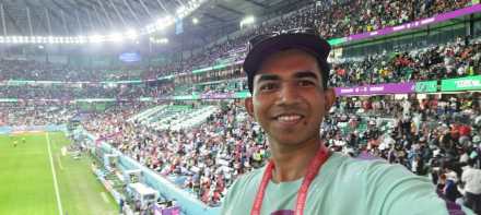 sanmay rajguru from navi mumbai is working as a volunteer in the fifa world cup mumbai