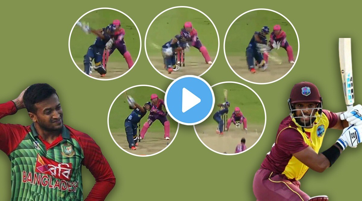 Nicholas Pooran hits five sixes in one over of Shakib Al Hasan