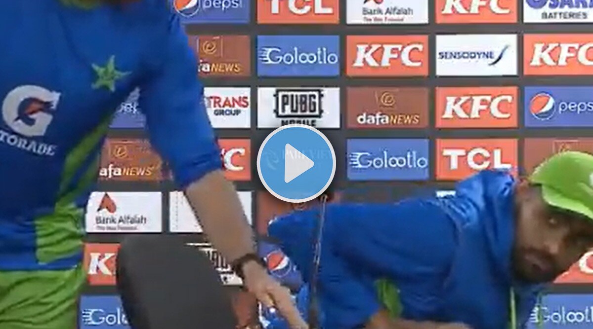 Babar Azam giving a dangerous reaction