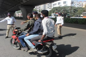 Action against without-helmet-two-wheeler-riders in Nashik
