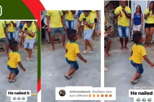 Pigeon Dance Little Brazilian Boy Imitates Richarlison's Dance on Street,