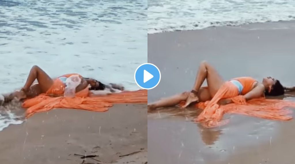 Video : दीपिका पदुकोणनंतर सनी लिओनीने परिधान केले भगव्या रंगाचे कपडे, समुद्रकिनारी वाळूत लोळली अन्…