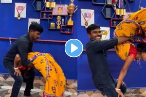 woman in saree stunt viral video