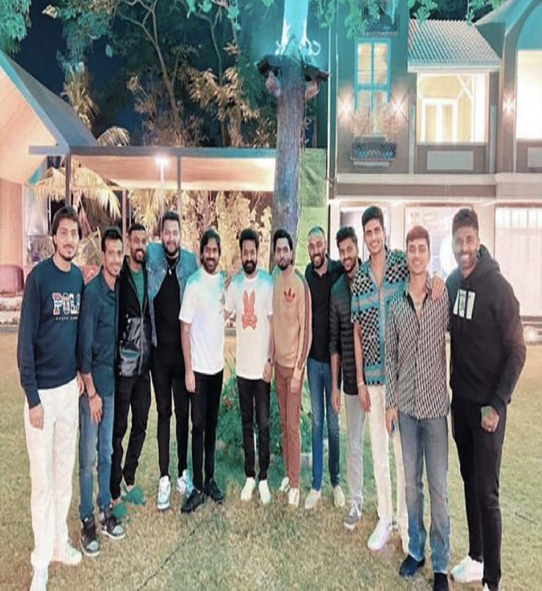 Team India meets Jr. NTR Before the first ODI the Indian cricketers met Jr. NTR and the RRR team and congratulated RRR on his global success 