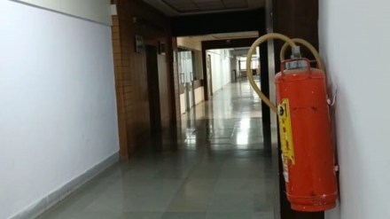 Fire cylinders at Nandurbar Collectorate awaiting refilling
