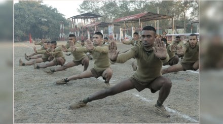 The training of the first batch of fire fighters has started at the gunnery center of Nashik Road