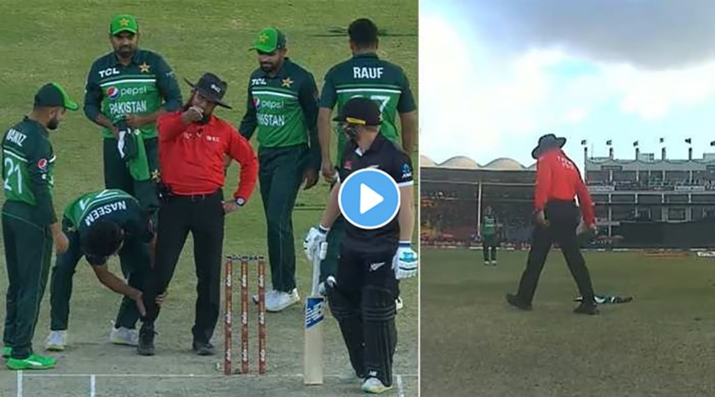 Pakistani player hit the umpire Aleem Dar got angry after getting hurt threw the bowler's jersey video viral