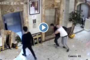 Two drunk people uncontrollably got inside the lift