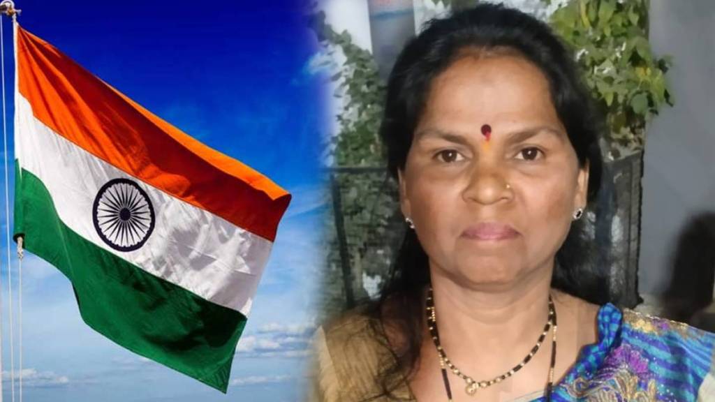 woman hoist flag Raipur Gram Panchayat