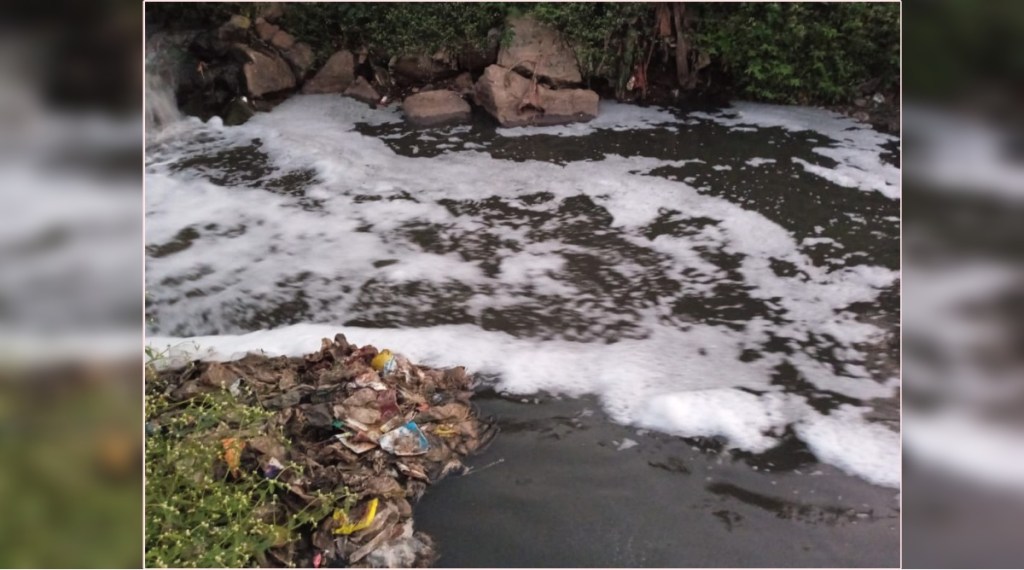 ठाणे : म्हारळ नाला थेट उल्हास नदीत; फेसाळ सांडपाण्यामुळे नदी प्रदुषित