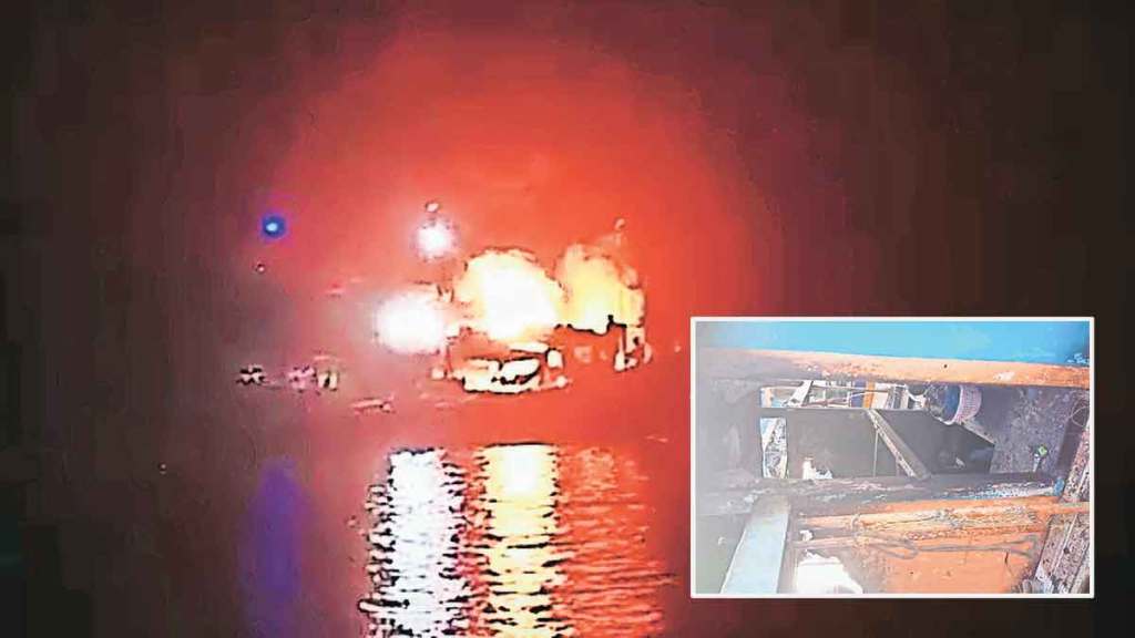 fire breaks out in fishing boat at uttan