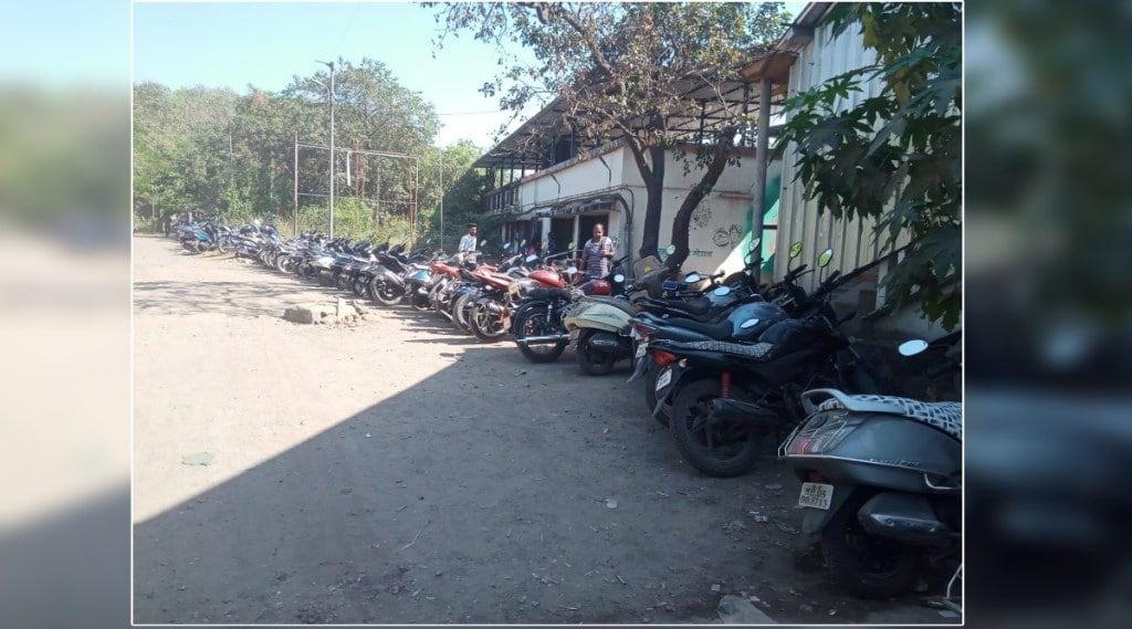 Two wheeler parking lot at Thakurli Western Railway entrance