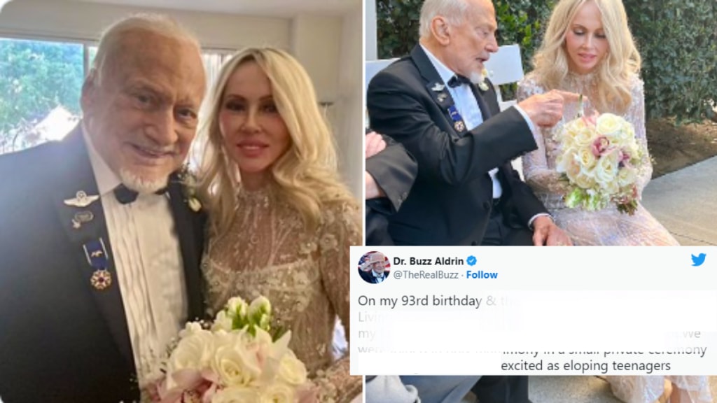 Second Man On Moon Buzz Aldrin Gets Married at Age 93 with 30 years younger wife eloping teenagers