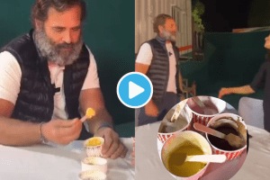 Rahul Gandhi Eats 4 Cup Ice Cream With Kamiya Jani Video Goes Viral In Bharat Jodo Yatra Freezing Cold