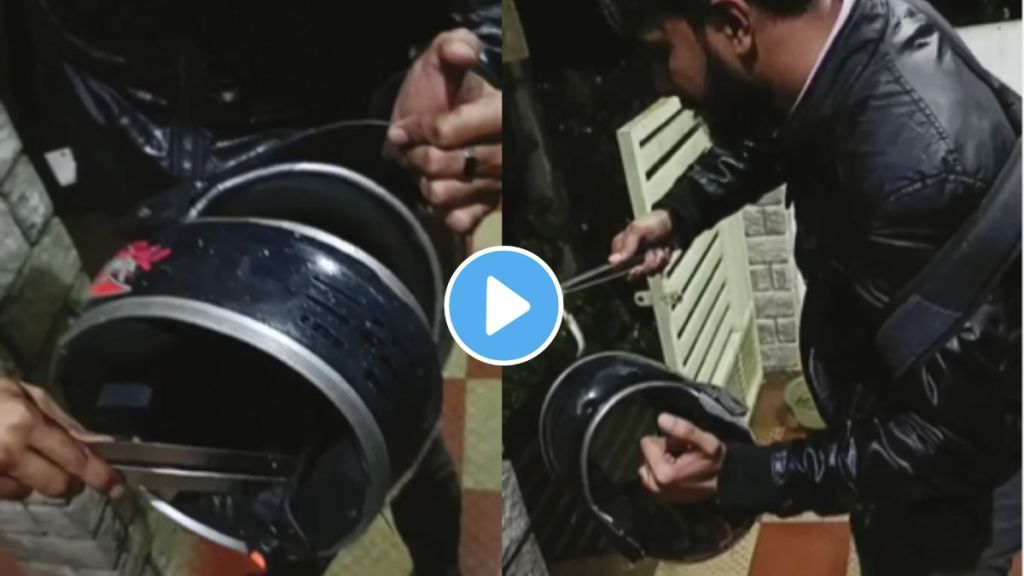 Snake in helmet Viral Video