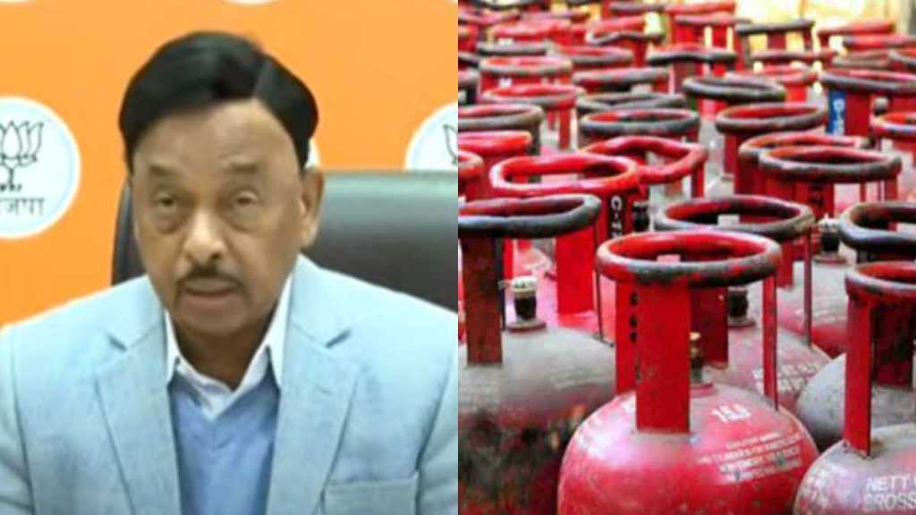 Narayan Rane on Gas Cylinder