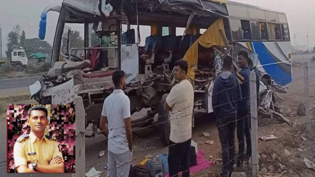 Bus collides with truck pune