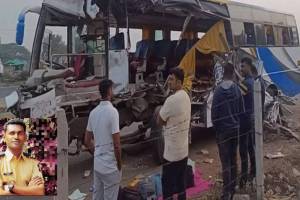 Bus collides with truck pune
