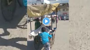 Little Boy And Mother Pushing Wooden Pushcart Viral Video