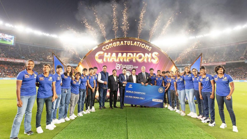 Women U19 WC: World champion Shafali Verma's team honored by Sachin Tendulkar colorful appreciation ceremony at Ahmedabad Stadium