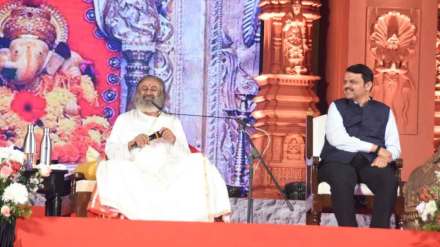 dcm devendra fadnavis attended bhakti utsav mahasatsang event of spiritual guru sri sri ravi shankar