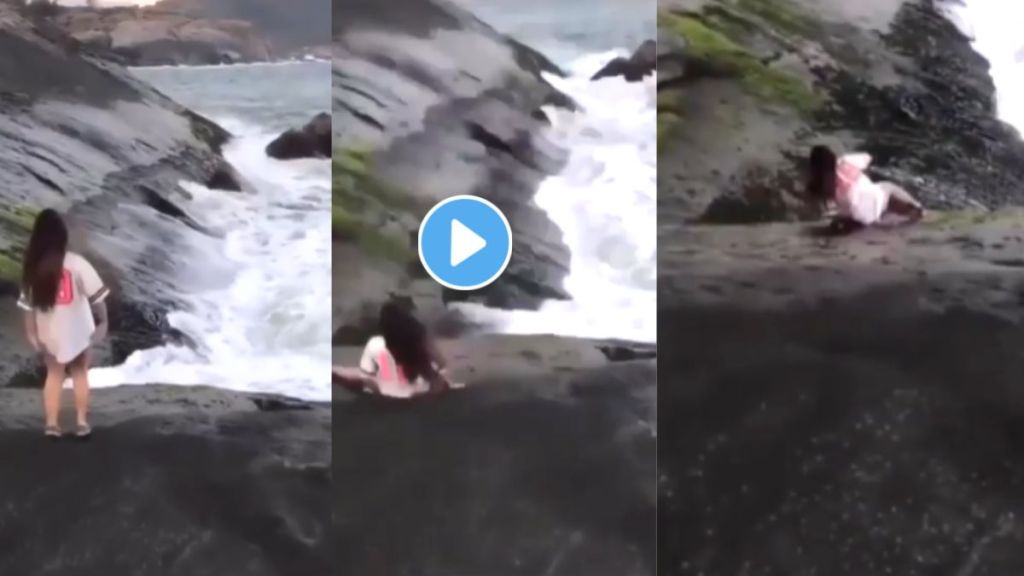 Girl Fell Down In Sea Video