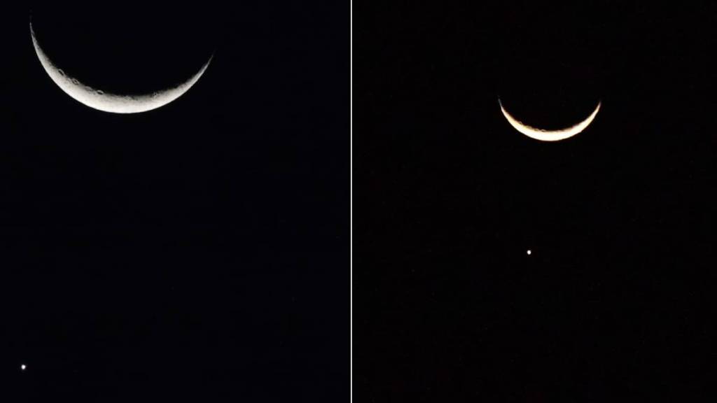 conjunction of crescent moon and Venus
