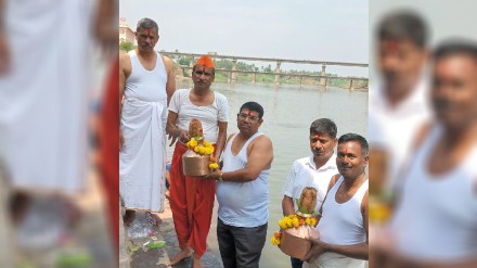 Panch Ganga water for milk anointing of Shivaji Maharaj statue at Rajhans Fort in Belgaum