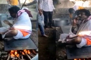 Baba sitting on a hot Tava Amravati