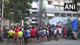 Mumbai Runners and joggers protest outside the Worli police station after a woman, Rajalakshmi Krishnan, was killed by a speeding car