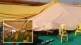 A part of the pavilion collapsed due to gusty wind entering the pavilion erected during the district level Saras exhibition.