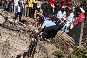 driver rescued by the fire brigade