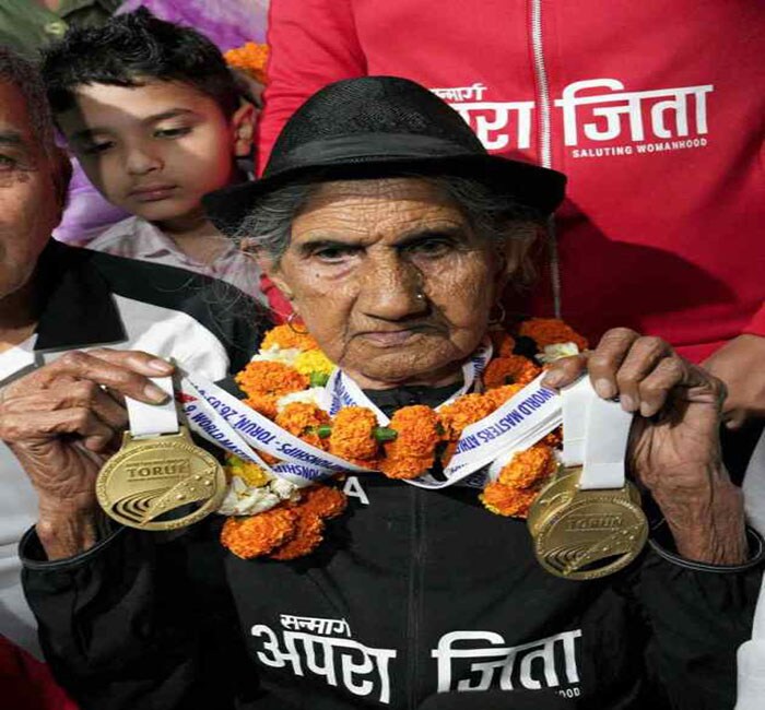 Golden grandmother did wonders at the age of 95 winning 3 gold medals in athletics and hoisted the country's flag