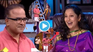 Video Maharashtrachi Hasyajatra Samir Choughule Blush on Ashwini Bhave Entry Lemon Color Special Gift Shivali he Kharay Episode