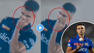 Arjun Tendulkar Video Disgusting Nose Picking and eating Fans Shared Original Clip of Sachin Tendulkar Son In GT vs MI match highlight
