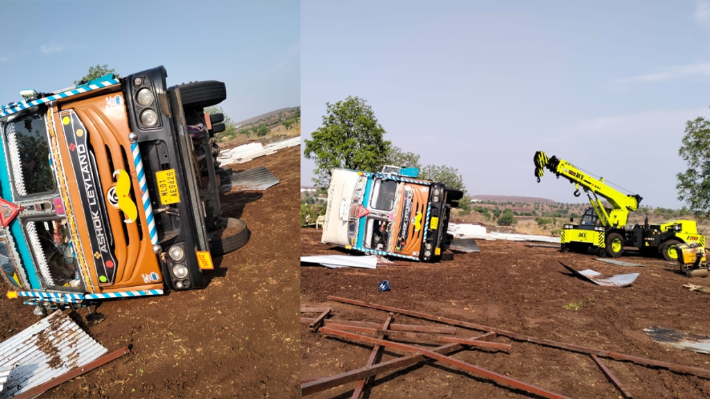 Two died engineer crushed cargo truck overturned stormy wind jalgaon