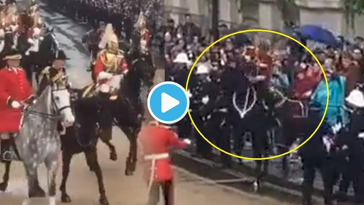 Kings Charles Coronation Video Horse Gets Out Of Control Starts Running Towards Audience Dangerous Clip Threatens Netizens