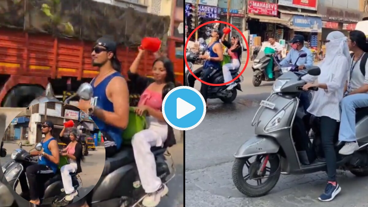 Video Shameless Couple Bathing on running Bike, Angry People Starts Abusing, Online Viral Clip Ulhasnagar,