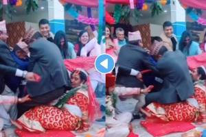 wedding video viral bride groom family fight for cloth