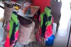 Desi Maid Pees In Bucket And Mops House Dirty CCTV Video Goes Viral Police Arrest From Delhi Ajnara Society Shameless act