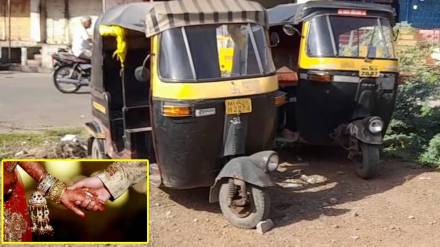 autorickshaw rammed into marriage shed