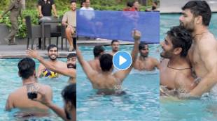 KKR team in swimming pool video